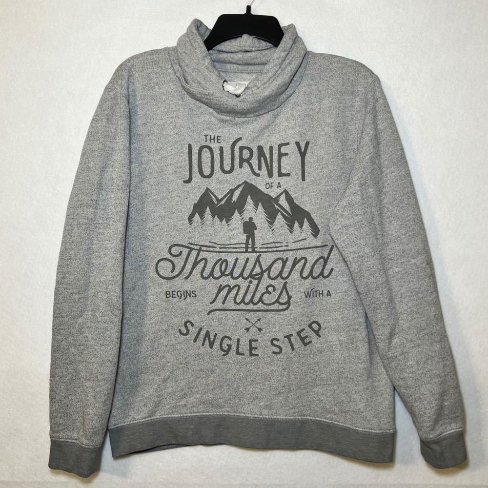 Index Back to Basics Gorpcore Granola Hiking Lagenlook Gray Cowl Neck Pullover M